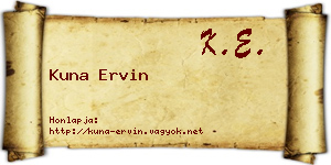 Kuna Ervin névjegykártya